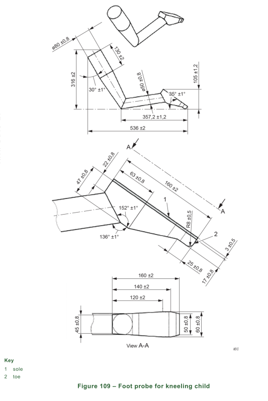 IEC 60335-2-107 Robotik pil ile çalışan elektrikli çim biçme makineleri için ayak sondası 2