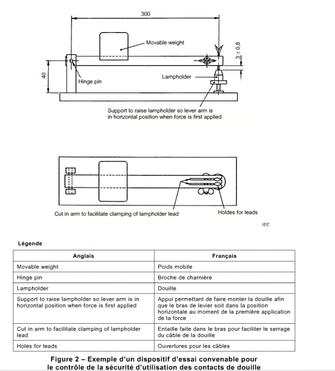 30N LED Test Ekipmanı Lamba Sahibi Güvenliğini Kontrol Etmek Lamba Sahibi Lamba Sahibi Bakır Lamba Testleri için IEC 60598-2 0