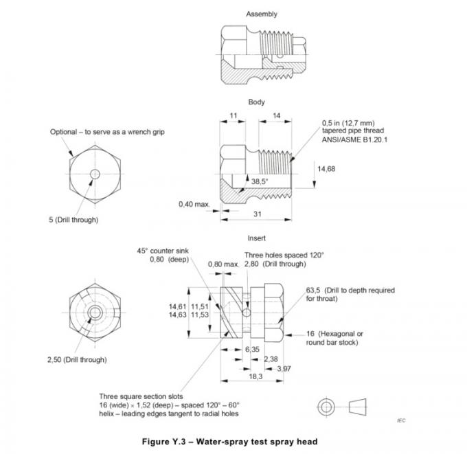 IEC 62368-1 Madde Y.5.3 Lambalar için Su Püskürtme Test Aparatı 5 Psi Manuel Kontrol 1