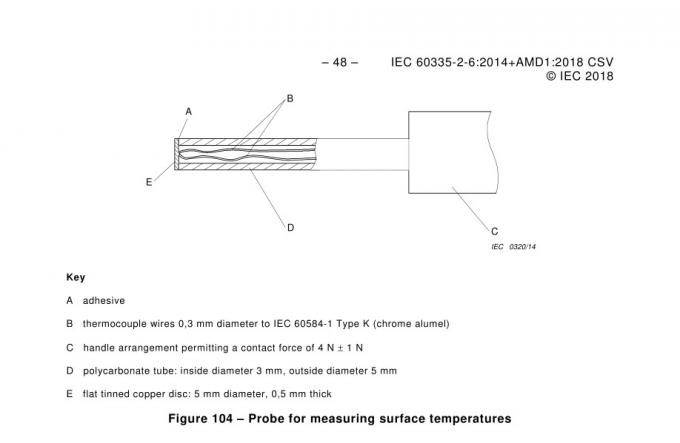 Yüzey Sıcaklığı testi için Termometreli IEC60335-2 Probu 0